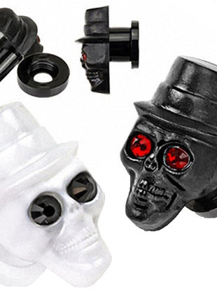 Flesh Ear Plug Skull Player with Hat Crystal Eyes 