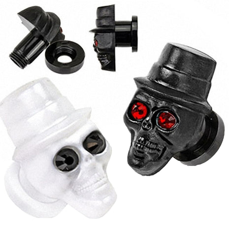 Flesh Ear Plug Skull Player with Hat Crystal Eyes 