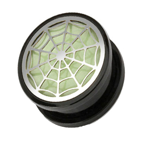 Flesh Ohr Motiv Plug Spinnennetz Glow in the Dark