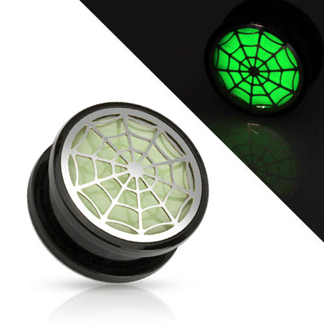 Flesh Ohr Motiv Plug Spinnennetz Glow in the Dark