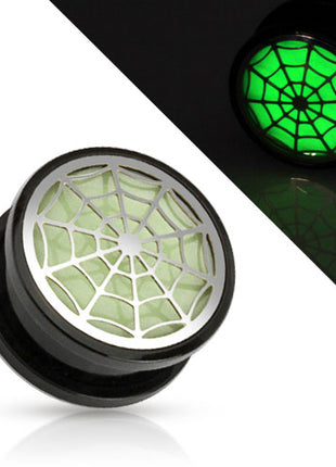 Flesh Ohr Motiv Plug Spinnennetz Glow in the Dark