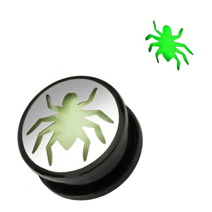 Flesh Ohr Motiv Plug Spinne Spider Glow in the Dark