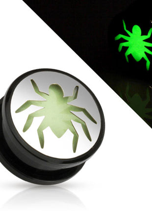 Flesh Ohr Motiv Plug Spinne Spider Glow in the Dark