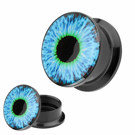 Flesh Ohr Picture Plug Motiv Blaues Auge