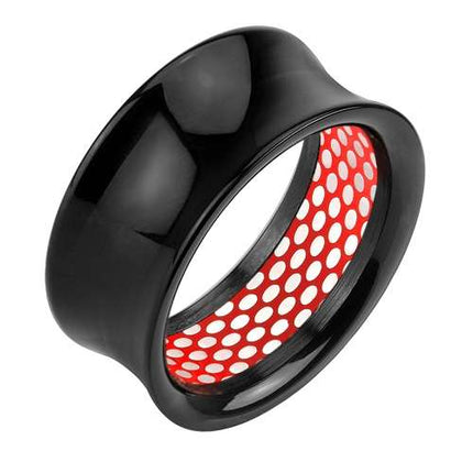 Flesh Tunnel Plug Double Flared Netzmuster Rot Inlay