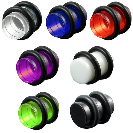 Flesh UV Ear Plug Piercing Plastic with retaining rings