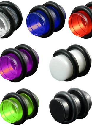 Flesh UV Ear Plug Piercing Plastic with retaining rings