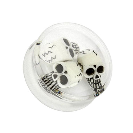 Ohr Plug Clear Totenkopf Triple Inlay