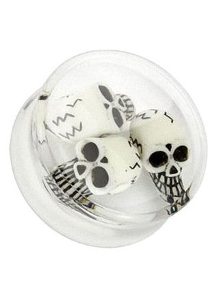 Ear Plug Clear Skull Triple Inlay 