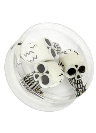 Ohr Plug Clear Totenkopf Triple Inlay