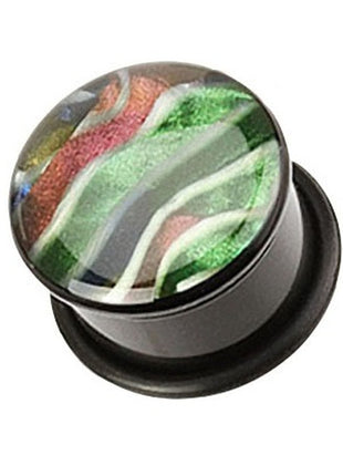 Flesh Plug Single Flared Mother of Pearl Army Camouflage Design 