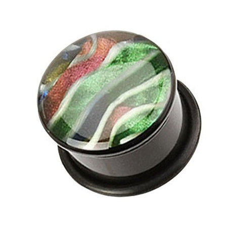 Flesh Plug Single Flared Mother of Pearl Army Camouflage Design 