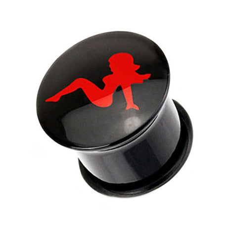 Flesh Logo Plug Single Flared Schwarz Sexy Woman Rot