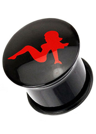 Flesh Logo Plug Single Flared Black Sexy Woman Red 