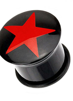 Flesh Logo Plug Single Flared Black Star Red 