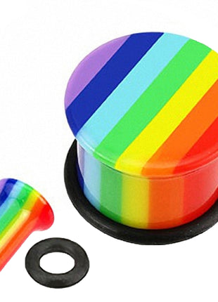 Flesh Plug Single Flared Rainbow Rainbow 