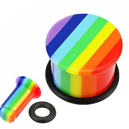 Flesh Plug Single Flared Regenbogen Rainbow