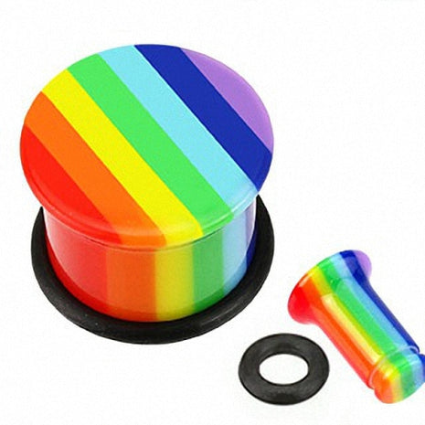 Flesh Plug Single Flared Regenbogen Rainbow