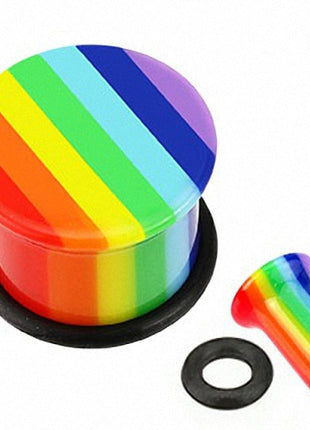 Flesh Plug Single Flared Regenbogen Rainbow