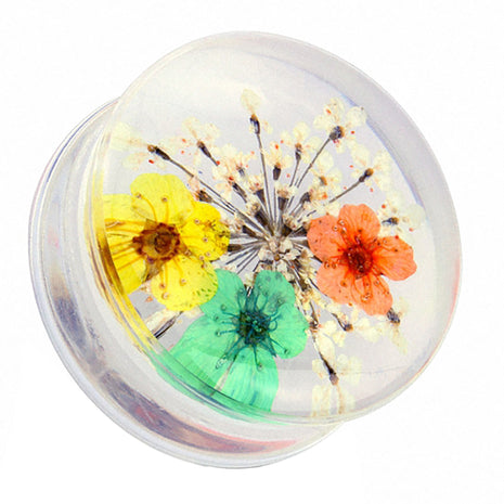 Flesh Plug Double Flared Summer Flowers Yellow 