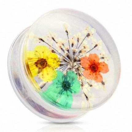 Flesh Plug Double Flared Sommer Blumen Gelb