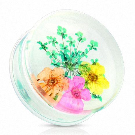 Flesh Plug Double Flared Sommer Blumen Grün