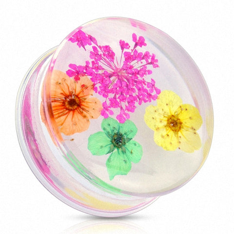 Flesh Plug Double Flared Sommer Blumen Pink