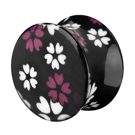 Tunnel Plug Double Flared mit Sommer Blumen