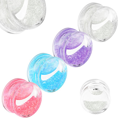 Liquid Glitter Kunststoff Flesh Plug Double Flared