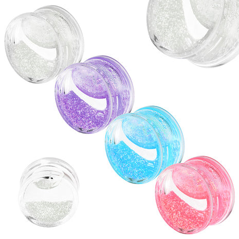 Liquid Glitter Kunststoff Flesh Plug Double Flared