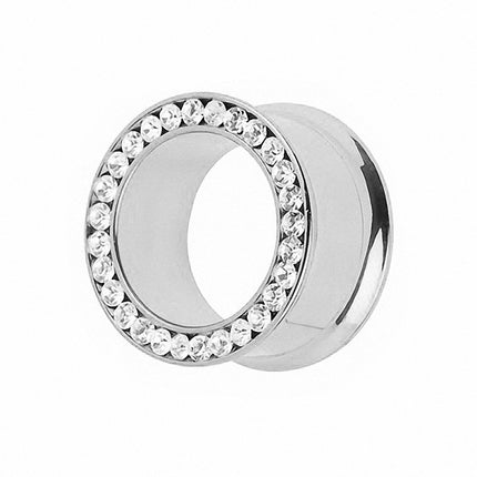 Flesh Ohr Kristall Tunnel silbern Double Flared