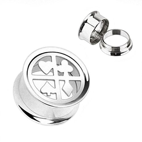Flesh Ohr Tunnel Piercing Poker Cards