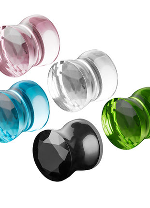 Flesh Tunnel Plug Pyrex Glas Kristall geschliffen