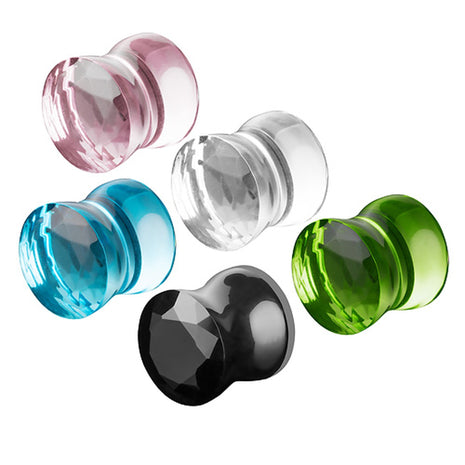 Flesh Tunnel Plug Pyrex Glass Crystal Polished 