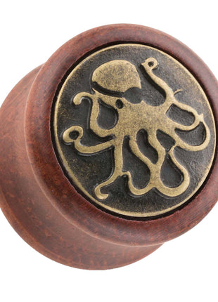 Organic Wood Ear Plug Brown with Octopus 