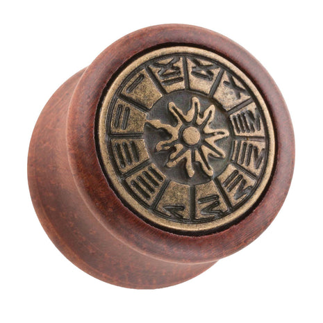 Organic Wood Ear Plug Brown with Sundial 