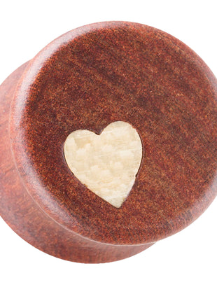 Wooden Plug Ear Tunnel Brown White Heart 