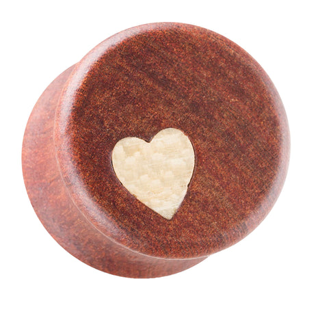 Wooden Plug Ear Tunnel Brown White Heart 