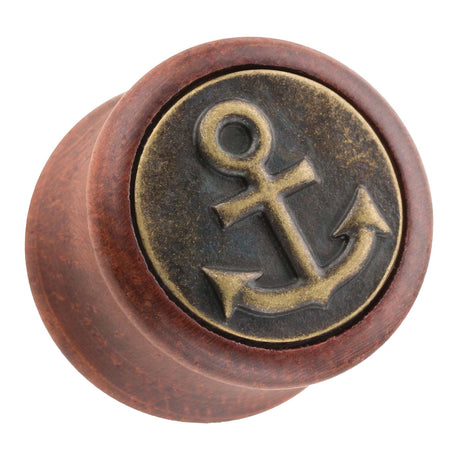 Organic Wood Ear Plug Brown with Anchor 