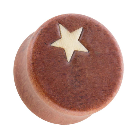 Wooden Plug Ear Tunnel Brown White Star 