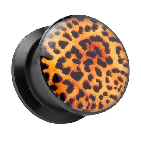 Flesh Screw Ear Plug Black Leopard Style 