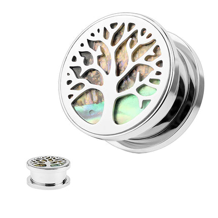 Flesh Ohr Tunnel Piercing Lebensbaum Perlmutt Inlay Tree of Life