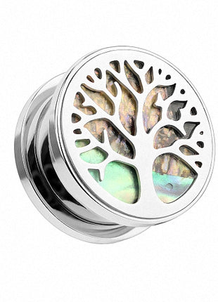 Flesh Ohr Tunnel Piercing Lebensbaum Perlmutt Inlay Tree of Life