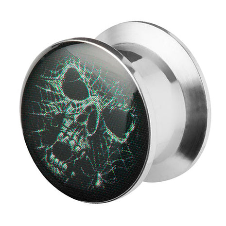 Flesh Schraub Tunnel Plug Double Flared Totenkopf Schwarz