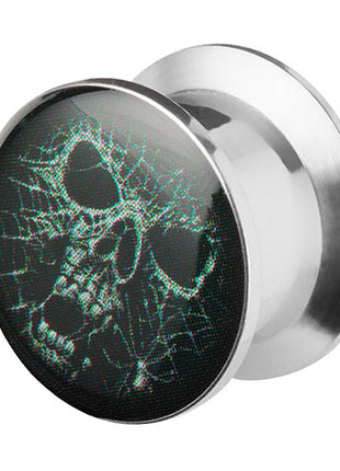 Flesh Schraub Tunnel Plug Double Flared Totenkopf Schwarz