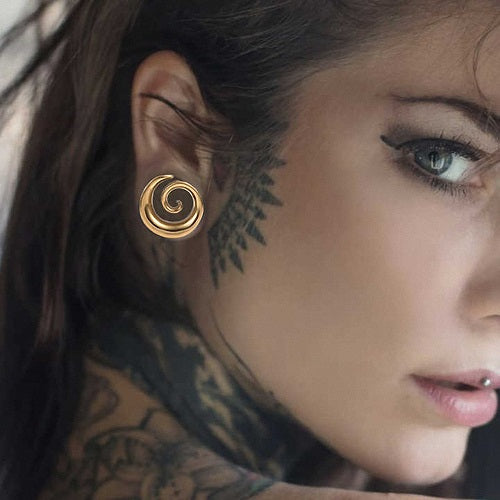 Ohr Flesh Tunnel Saddle Plug Spirale Edelstahl Expander Ohrpiercing