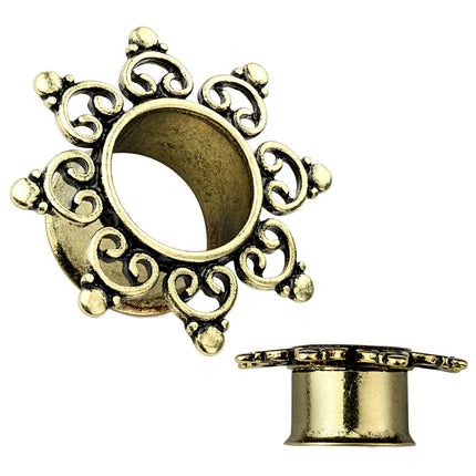 Flesh Ohr Tunnel Vintage Antik vergoldet Mandala Sonne