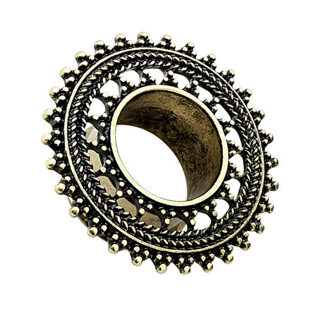 Flesh Ear Tunnel Vintage Antique Gold Plated Tribal Sun 