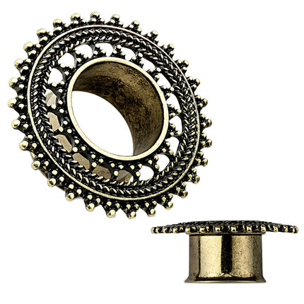 Flesh Ohr Tunnel Vintage Antik Gold plattiert Tribal Sonne