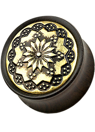 Ear Saddle Plug Ebony Black Lotus Flower 